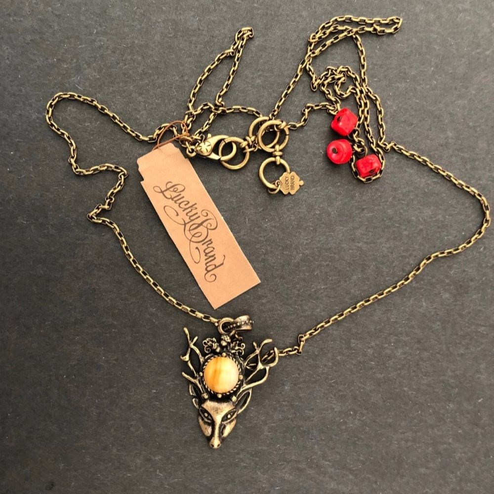 Lucky Brand elk totem double strand necklace jewelry